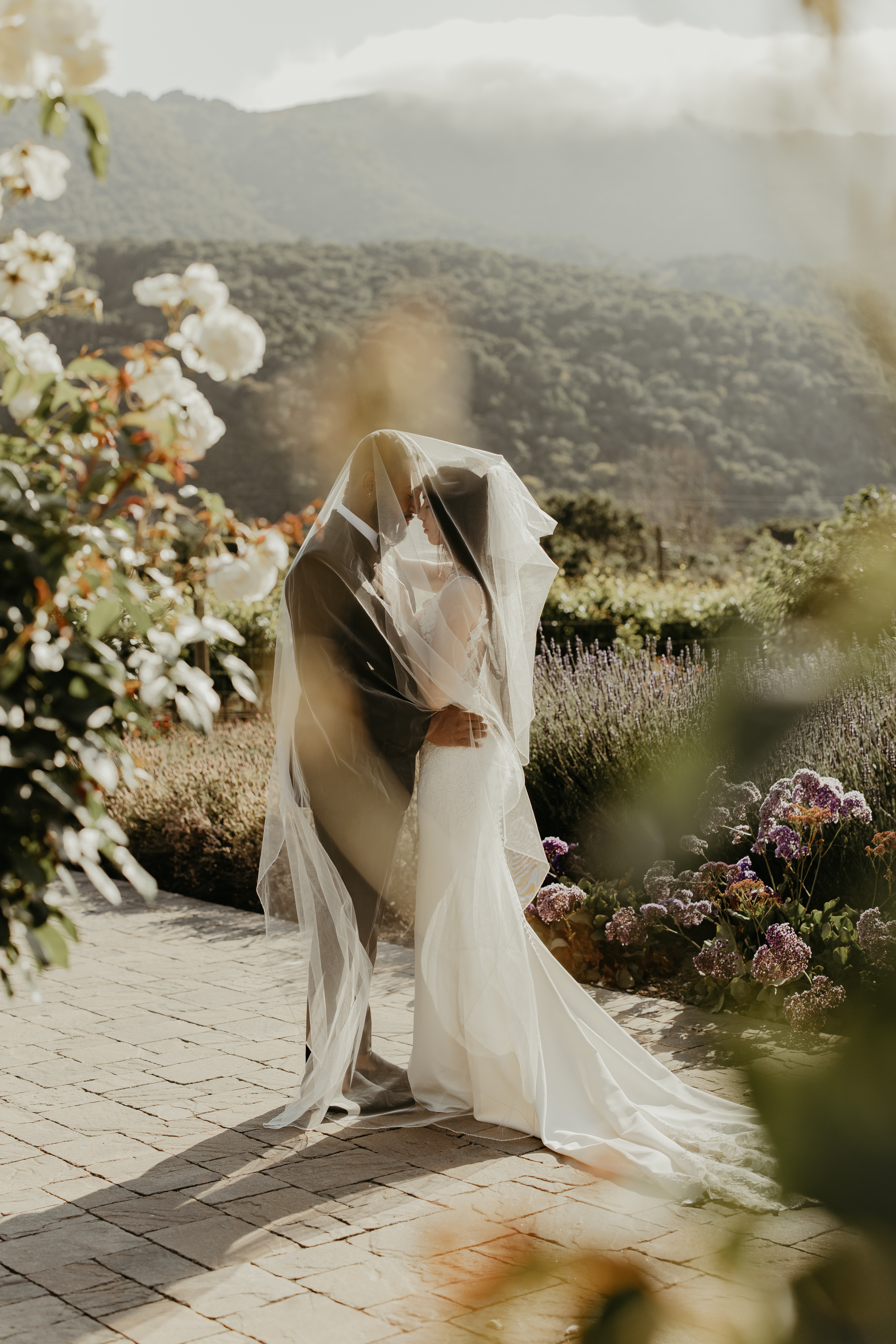 Bride and groom say I do at bernardus lodge in Carmel Valley, CA